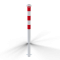 Barrier posts | Steel tube  76 x 2,6 mm | stationary, for casting in concrete | hot-dip galvonized / white coated | hot-dip galvanized and white coated withthree red reflecting stripes | with 2 eyelets